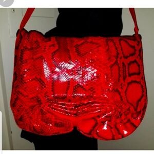 Rare Vintage  Carlos Falchi red python  buffalo shoulder bag